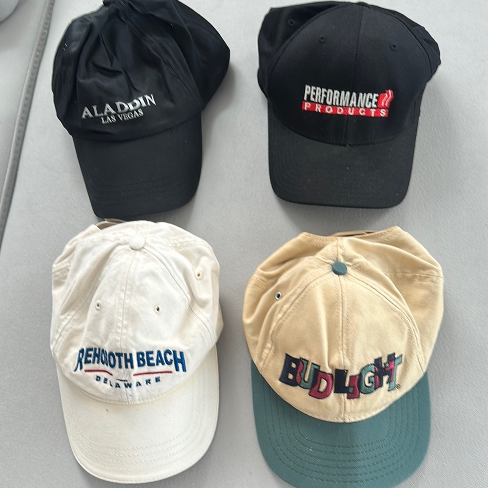 4 Ball Caps with Embroidered Logos